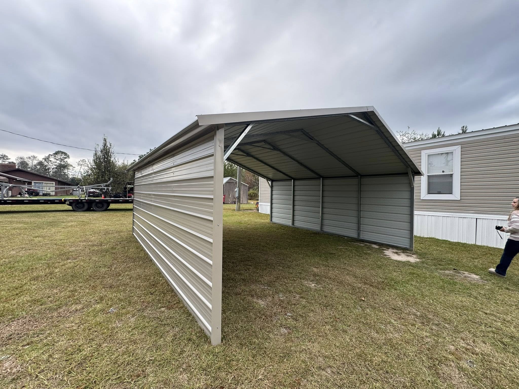 20x20x7 Box Eav Style Carport (2 Sides Enclosed) - Image 2